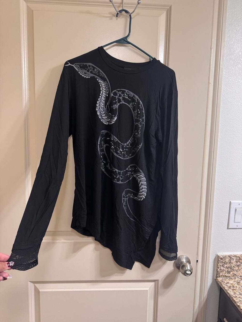 Killstar Aniliidae Long Sleeve Top with Mesh Cuffs